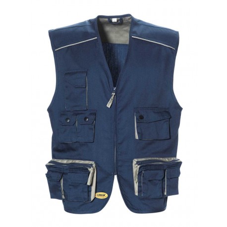 GILET MULTITASCHE COTONE BLU