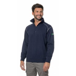 FELPA ZIP CORTA CUCITURA IN CONTRASTO BLU