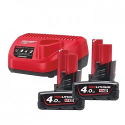 KIT ENERGY MILWAUKEE 12V 2X4.0AH C/CARICAB