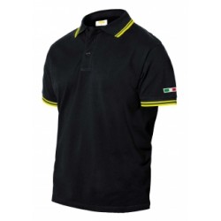 POLO COTONE 200GR M/CORTA NERA/GIALLA